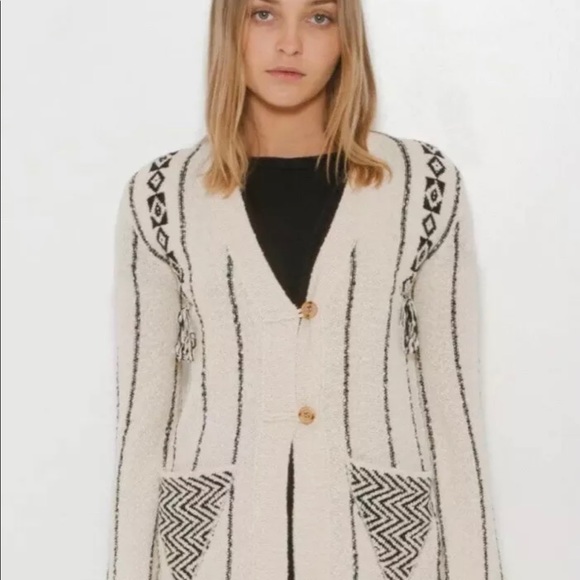 Raquel Allegra Moroccan Sweater Cotton Cardigan Tassels Size 1